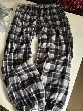 Muskoka Bear Wear Cottage Comfy Pants featuring a grey and black plaid pattern
